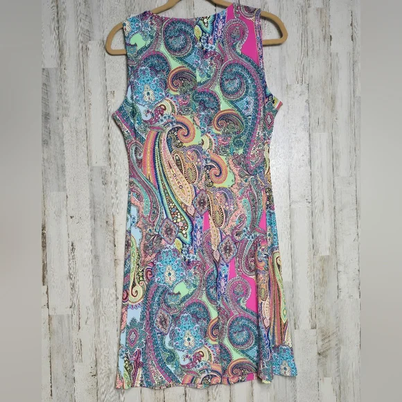 Tommy Hilfiger Sleeveless Knee Length Shift Dress Size 8 Spring Summer Paisley - Picture 9 of 11